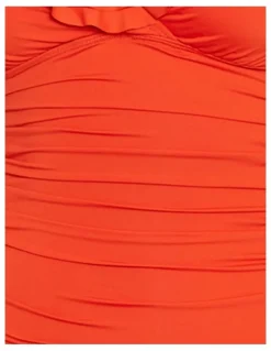 Lauren Ralph Lauren Beach Club Solids Ruffle Surplice Underwired One-Piece Swimsuit in Papaya