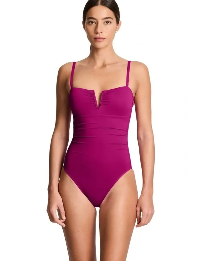 Lauren Ralph Lauren Beach Club Solids V Wire High Leg Shaping Swimsuit