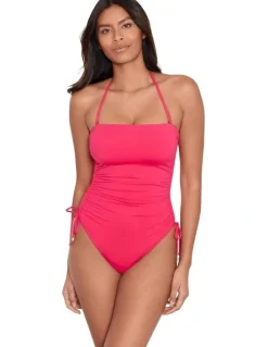 Lauren Ralph Lauren Beach Halter Neck Bandeau Swimsuit in Pink