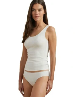 Lauren Ralph Lauren Cotton & Lace Scoop Neck Tank Top in Silk White