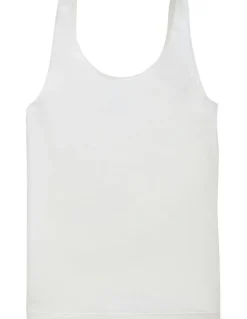 Lauren Ralph Lauren Cotton & Lace Scoop Neck Tank Top in Silk White