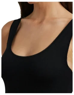 Lauren Ralph Lauren Cotton & Lace Scoop Neck Tank Top in Black