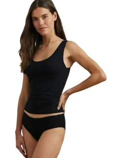 Lauren Ralph Lauren Cotton & Lace Scoop Neck Tank Top in Black