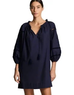 Lauren Ralph Lauren Embroidered Cotton Mini Beach Dress Cover Up
