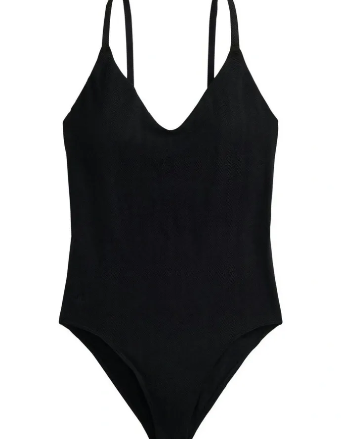 Lauren Ralph Lauren Herringbone Seamless Lingerie Bodysuit in Black