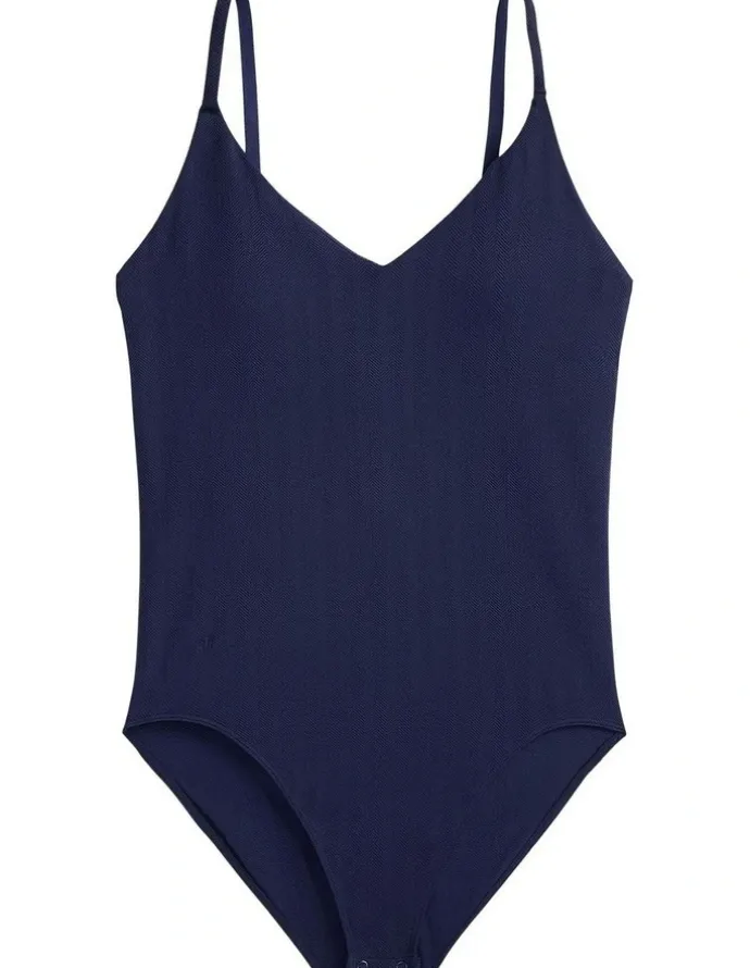 Lauren Ralph Lauren Herringbone Seamless Lingerie Bodysuit in Navy