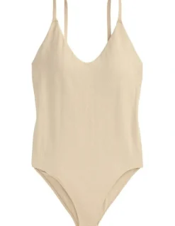 Lauren Ralph Lauren Herringbone Seamless Lingerie Bodysuit in Light Truffle