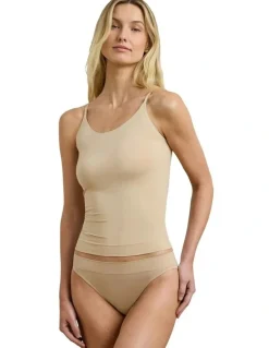 Lauren Ralph Lauren Luxe Smoothing Slim Fit Adjustable Strap Camisole in Light Truffle