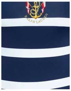 Lauren Ralph Lauren Mariner Stripe Embroidered Wirefree Padded Swimsuit in Dark Navy