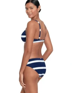 Lauren Ralph Lauren Mariner Stripe Square Ring Hipster Bikini Bottom in Dark Navy