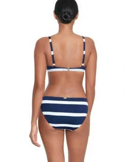 Lauren Ralph Lauren Mariner Stripe Square Ring Hipster Bikini Bottom in Dark Navy