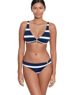 Lauren Ralph Lauren Mariner Stripe Square Ring Hipster Bikini Bottom in Dark Navy