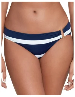 Lauren Ralph Lauren Mariner Stripe Square Ring Hipster Bikini Bottom in Dark Navy