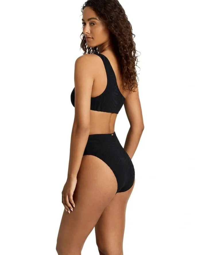 Lauren Ralph Lauren Zebra Jacquard Ring Detail One Shoulder Bikini Top