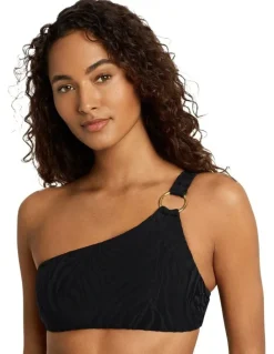 Lauren Ralph Lauren Zebra Jacquard Ring Detail One Shoulder Bikini Top