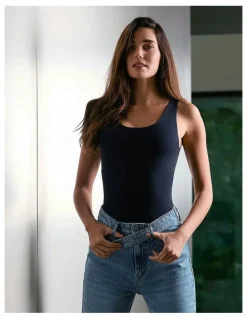 Leonisa Bare Boldly Sleeveless Shaping Tummy Control Bodysuit in Black