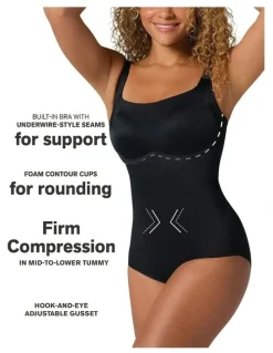 Leonisa Core Boldly Firm Tummy Control Shaping Bodysuit in Black