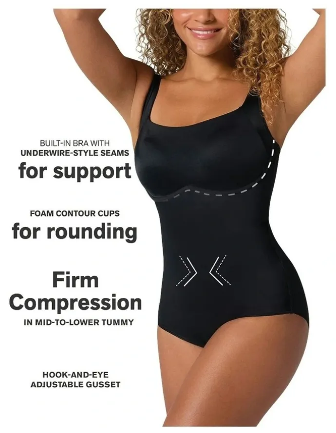 Leonisa Core Boldly Firm Tummy Control Shaping Bodysuit in Black