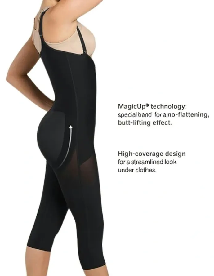 Leonisa Cupless Long Leg Full Body Shaper With Zip Front in Black