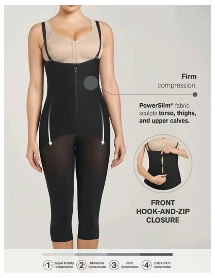Leonisa Cupless Long Leg Full Body Shaper With Zip Front in Black