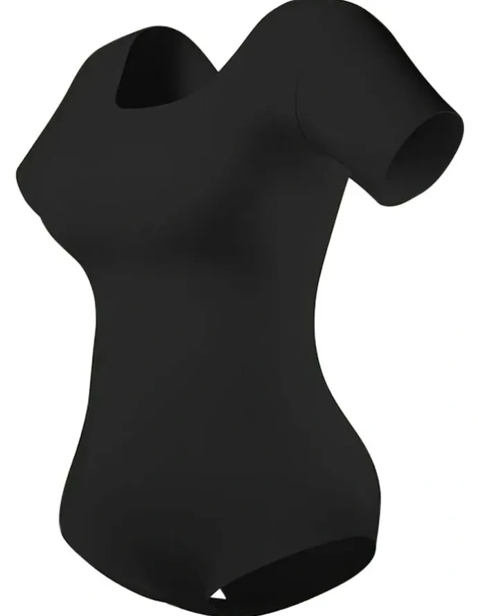 Leonisa Essential Boldly Short Sleeve Shaping Tummy Control Bodysuit in Black