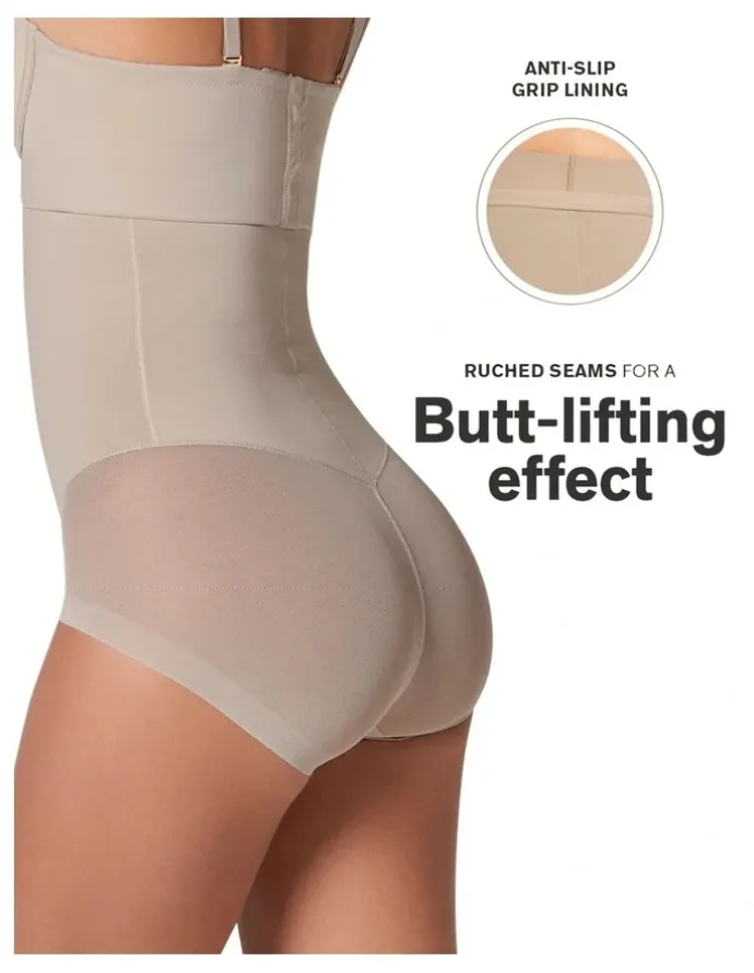 Leonisa Extra-High Waist Butt-Lift Shaper Brief in Beige