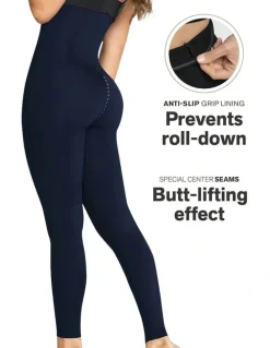 Leonisa Extra-High Waist Sculpting Firm Compression Leggings in Dark Blue