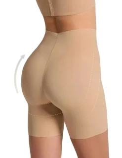 Leonisa InvisiLift Seamless Butt-Lift Anti-Chafe Shorts in Beige
