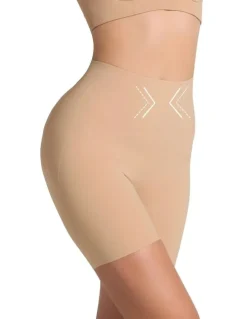 Leonisa InvisiLift Seamless Butt-Lift Anti-Chafe Shorts in Beige