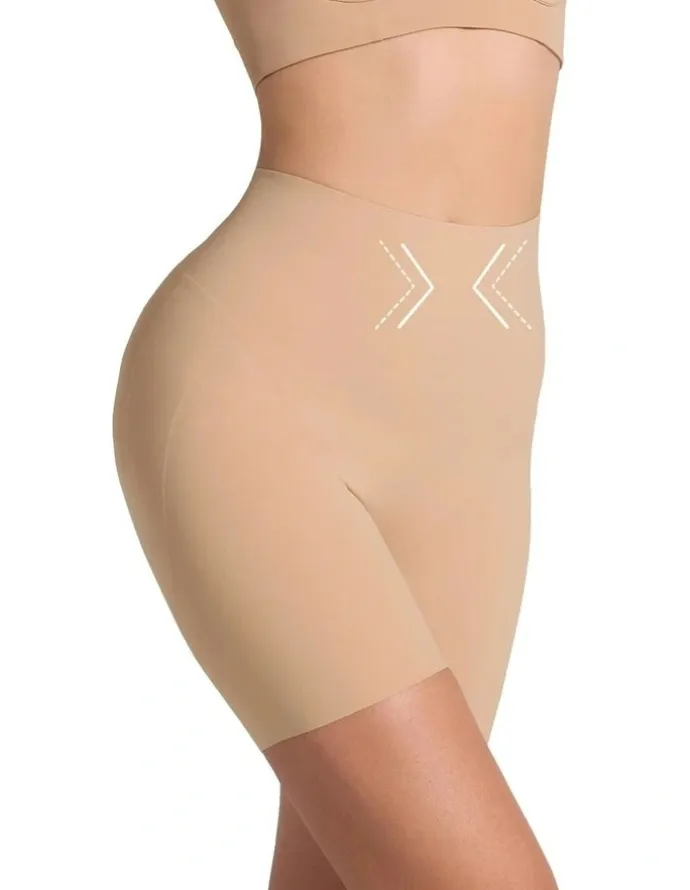 Leonisa InvisiLift Seamless Butt-Lift Anti-Chafe Shorts in Beige