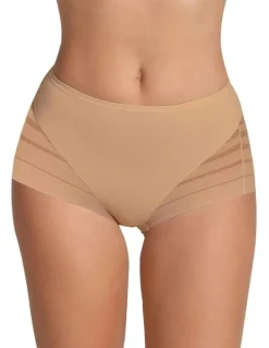 Leonisa Lace Stripe Undetectable Seamless Shaping Brief in Golden Beige