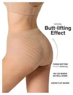 Leonisa Lace Stripe Undetectable Seamless Shaping Brief in Golden Beige