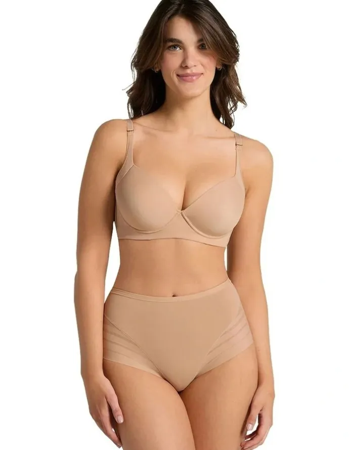 Leonisa Lace Stripe Undetectable Seamless Shaping Brief in Golden Beige