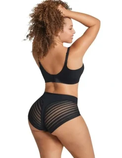 Leonisa Lace Stripe Undetectable Seamless Shaping Brief in Black