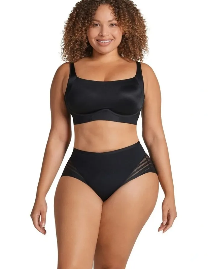 Leonisa Lace Stripe Undetectable Seamless Shaping Brief in Black