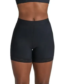 Leonisa Mid-Rise Bottom-Lifting Shaper Shorts With Lace in Black