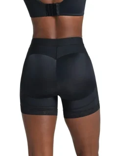 Leonisa Mid-Rise Bottom-Lifting Shaper Shorts With Lace in Black