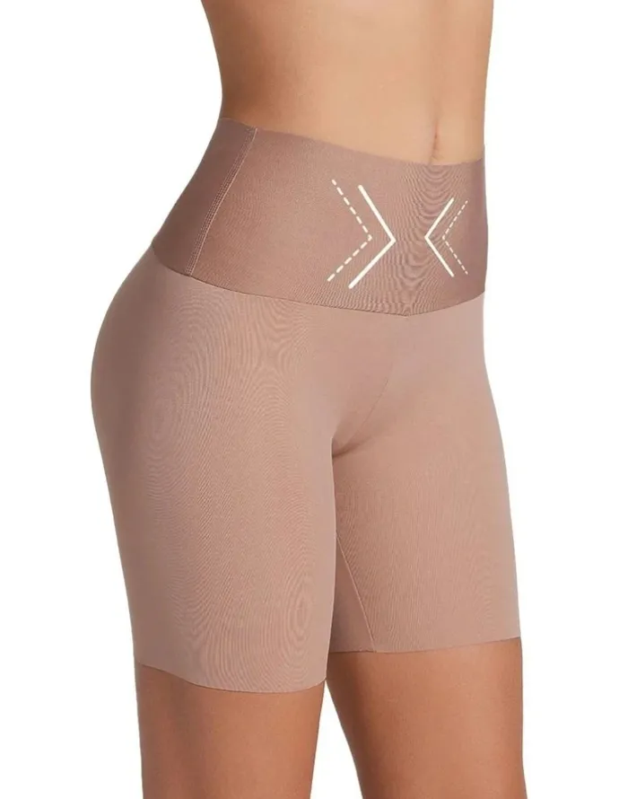 Leonisa PowerStay Slip Seamless Shapewear & Anti-Chafe Short in Brown