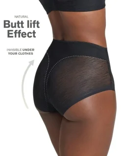 Leonisa Sheer Undetectable Medium Control High Waist Shaping Brief in Black