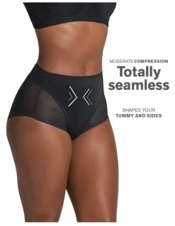Leonisa Sheer Undetectable Medium Control High Waist Shaping Brief in Black