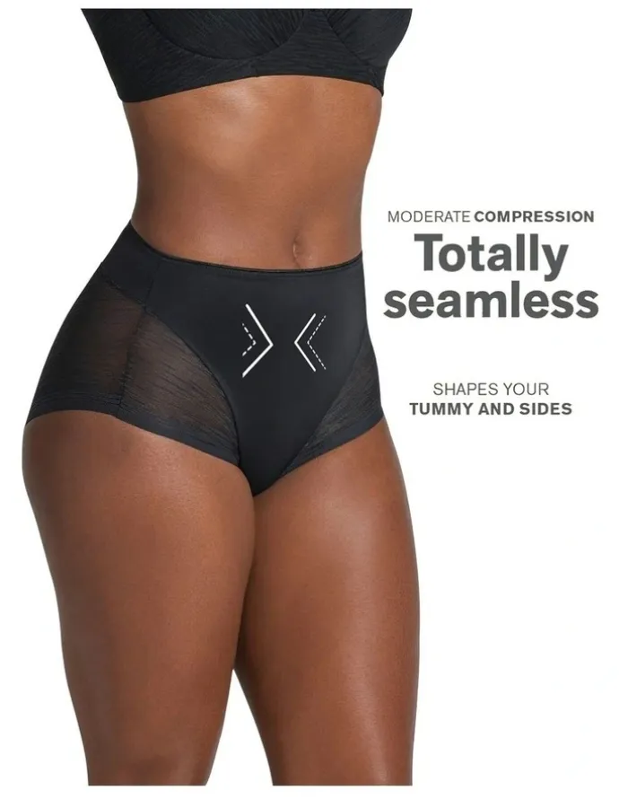 Leonisa Sheer Undetectable Medium Control High Waist Shaping Brief in Black