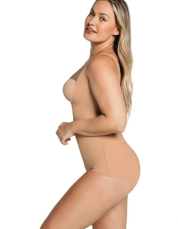 Leonisa SmartCore Low Back Classic Sculpting Cupless Body Shaper in Golden Beige