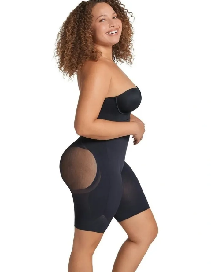 Leonisa SmartShape Extra-High Waist Thigh And Tummy Control Short in Black