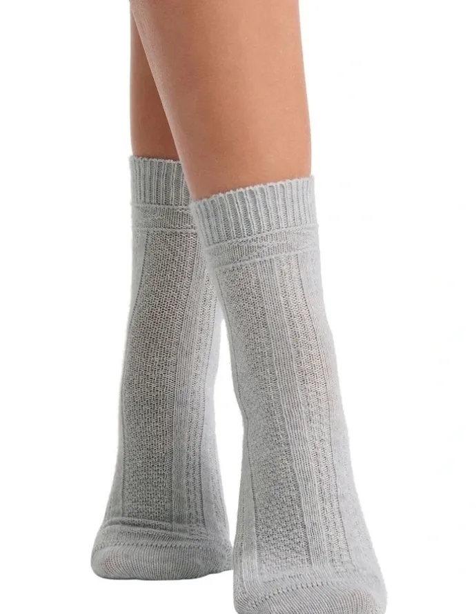 Levante Camella Crew Sock in Grey Marle