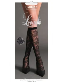 Levante Carlina Floral Knee High Sock in Nero
