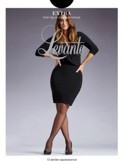 Levante Extra Fuller Figure Sheer Pantyhose in Black