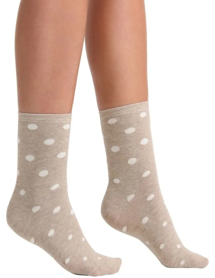 Levante Gigi Spot Crew Sock in Oatmeal