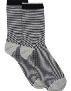 Levante Lina Fine Stripe Crew Sock in Black