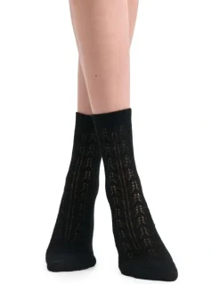 Levante Mia Pointelle Sock in Nero