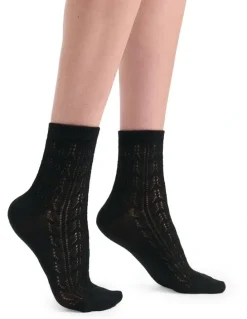 Levante Mia Pointelle Sock in Nero